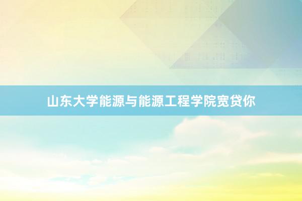 山东大学能源与能源工程学院宽贷你