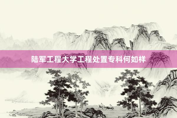 陆军工程大学工程处置专科何如样